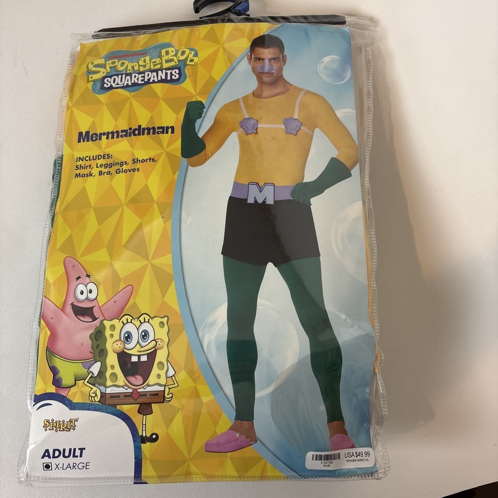 Spirit Halloween SpongeBob SquarePants Mermaid Man Costume Adult XLarge New